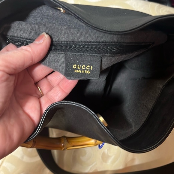 Gucci Lady Diana Two way purse Black w bamboo handles - Picture 9 of 13